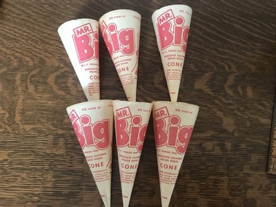 6 MR. BIG VINTAGE 1948 SUGAR CONE HOLDERS PAPER CONES, GREAT GRAPHICS