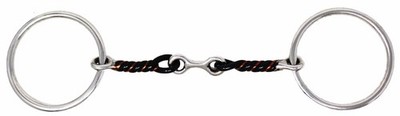 SS Loose Ring   Mouth 3-Piece Sweet Iron Twisted Dog Bone Snaffle Bit 35642
