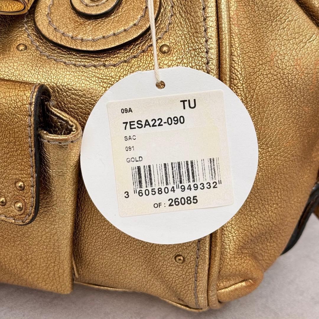 Chloe Metallic Gold Leather Tote Bag Padlock Key Y2K 2000s Handbag