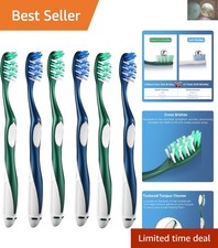 6 Multi-Colored Extra Hard Bristles Toothbrushes with Tongue Scraper for Adults