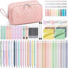 62 PCS Aesthetic School Supplies With Cute Pencil Case Highlighters Pen Kit