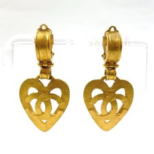 Chanel Coco Mark Heart Earrings Gp Women Gold One Size