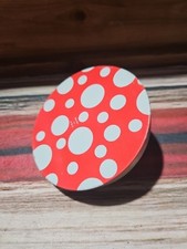 Vintage Made in USA Tin with Plastic Handle Red Polka Dot Noisemaker Round