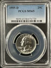 1955-D  25C Washington Quarter Dollar PCGS MS65   80476729