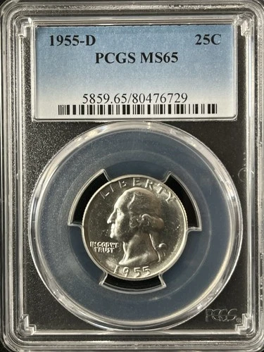 1955-D  25C Washington Quarter Dollar PCGS MS65   80476729