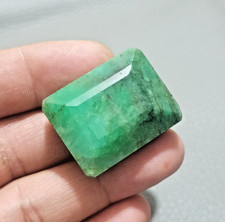 Attractive Green Brazilian Emerald 125.10ct Faceted Emerald Cut Loose Gemstone