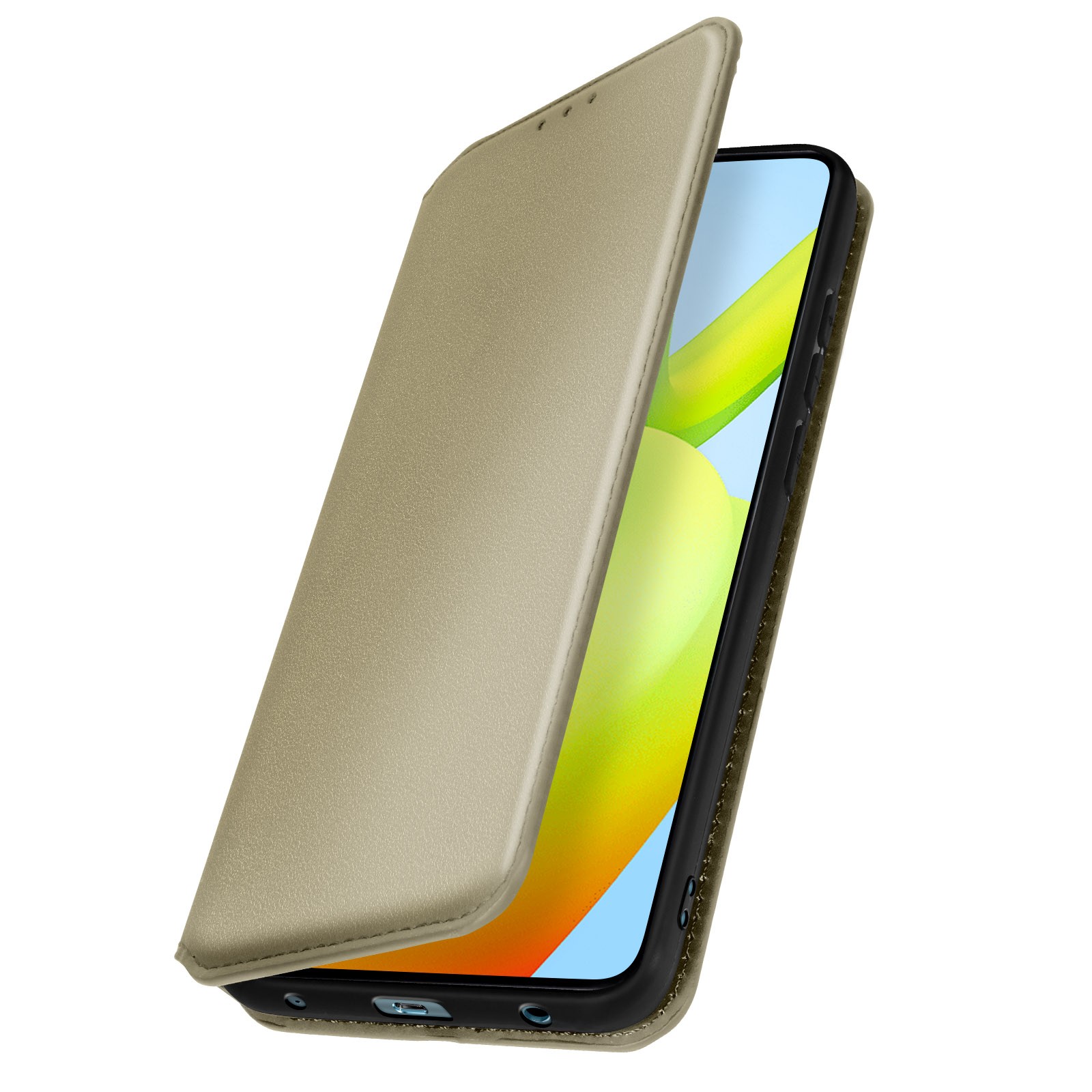 Housse Redmi A2 pliable à fermeture magnétique et support vidéo or