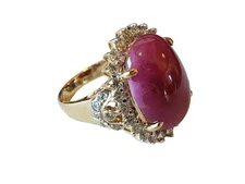 NATURAL RUBY & CZ JULY BIRTHSTONE 925 STERLING SILVER DAINTY WEDDING TINY RING