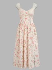 Cider womens XL floral chiffon midi dress romantic festival whimsical forest