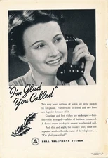 Magazine Ad - 1938 - AT&T / Bell System - Glad You Called