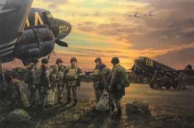 Final Roster by Anthony Saunders art print autographed by WW2 D-Day veterans - Image 1 of 2