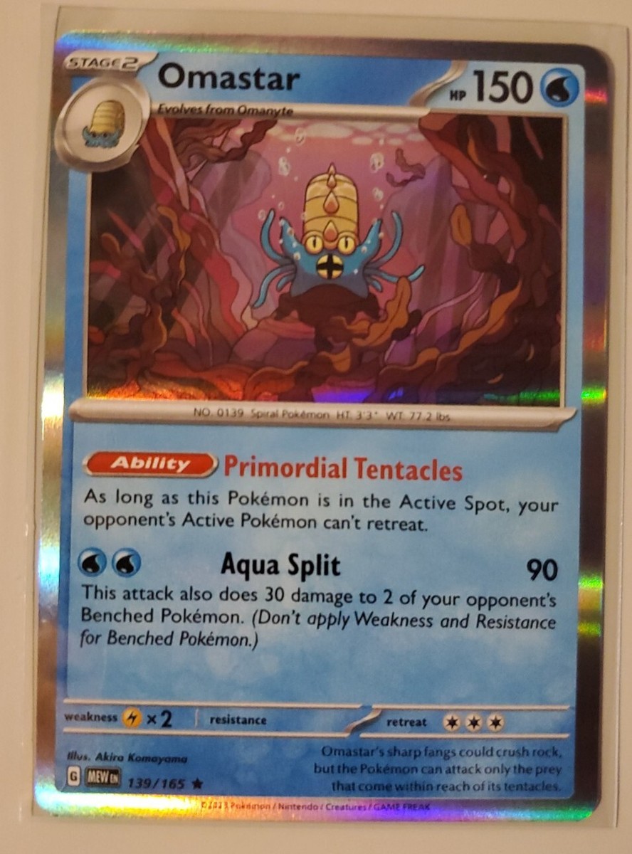 Pokemon TCG Omastar Holo Rare 139/165 Pokemon 151 English NM Card Pokemon TCG Omastar Holo Rare 139/165 Pokemon 151 English NM Card