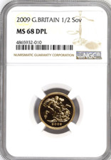 2009 Gold Half Sovereign NGC MS68 DPL Great Britain 1/2 Sov UK Royal Mint Coin