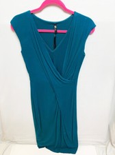 New Women's Kut Teal Fitted Wrap Bodice Sleeveless Dress Size S