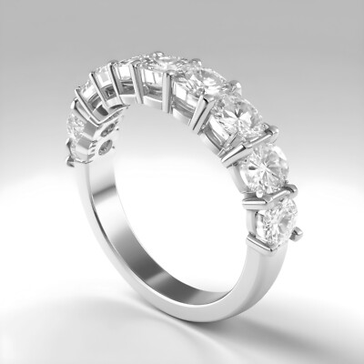 2.00 CT Band Ring Eternity Diamond Round Lab-Created VS1/D 14K White ...