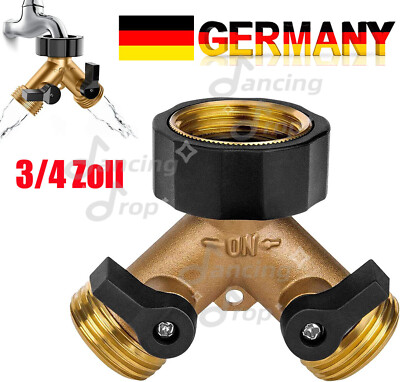 Doppelanschluß 2-Wege Wasserhahn Fitting Wasserrohr Y-Verteiler 3/4'' Kupplung