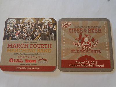 Beer Brewery Coaster ~ CIDER Circus ~ March Fourth Marching Band ~ Copper Mtn.