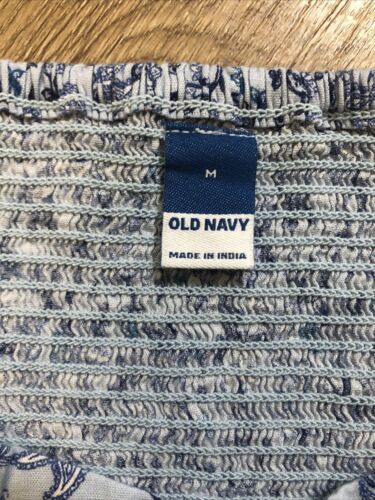 Old Navy Top Womens Medium Blue Paisley Print Short Sleeve - Picture 2 of 9