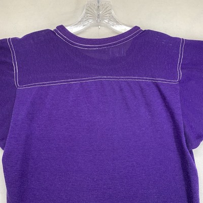 Vintage Blank Football T Shirt Jersey Artex Nylon Cotton Purple 