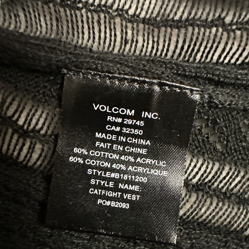 Volcom Cardigan Sweater Vest Womens Extra Small Black Open Knit Crochet - Picture 10 of 14