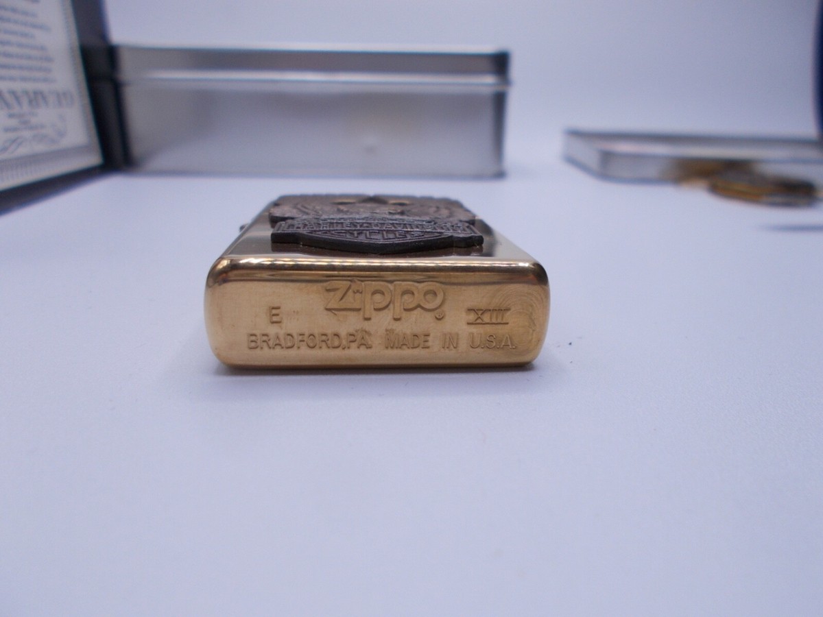 1997 Harley Davidson Zippo Brass Lighter Gift Set HD164 Key Ring 