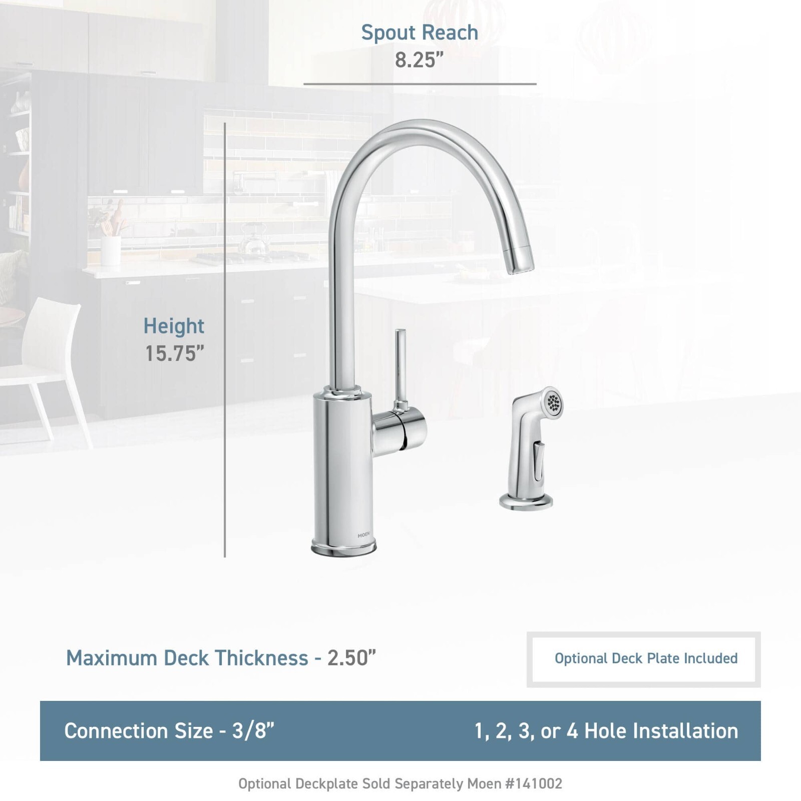 Sombra SingleHandle Standard Kitchen Faucet with Side Sprayer in