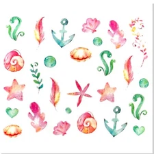 Jaysea Nails Nail Art Waterslide Decals Summer Seaweed Seashells Ocean - B4G1