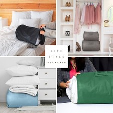 HOESH UK BREATHABLE DUVET BEDDING STORAGE BAG ZIP HANDLE SINGLE DOUBLE KING SIZE