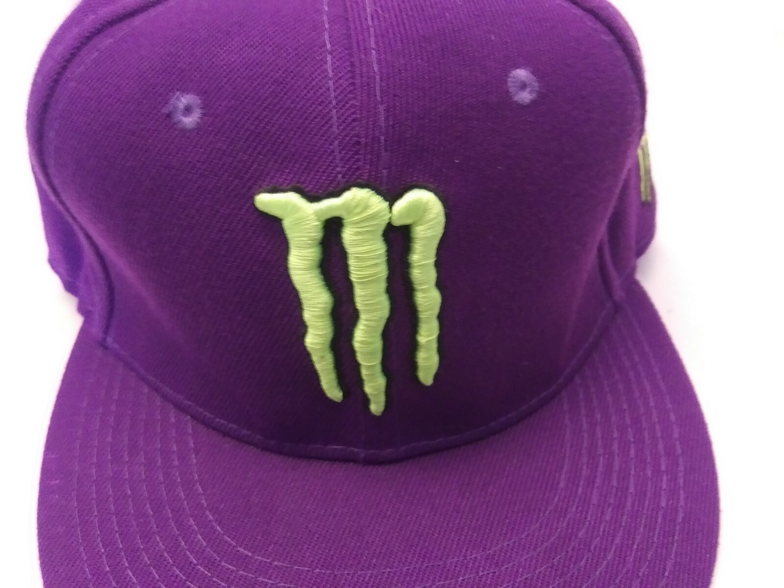 Monster Energy Purple Fitted Cap Hat Adult Size 7 1/8… Gem
