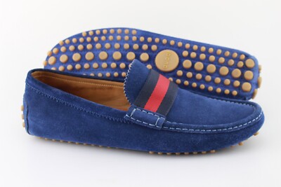 Men's GUCCI 'Miro' Blue Suede Loafers Size US 9.5 - D  GUCCI 9 - G