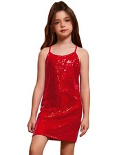 Girls Sequin Dress Party Party Red Special Occasion Sparkly Dress Prom Specia...