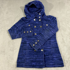 Hurley Pea Coat Women's Size Small Longsleeve Button Up Overcoat Hooded Purple