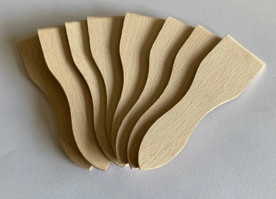 8 x Raclette Schieber Wender Raclettespachtel Schaber aus Buche/roh 13cm