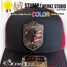 Custom Hat Trucker Baseball Cap Snapback Leather Patch Funny F-CAW-F Crow Color