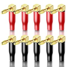 24K Gold Plated 90 Degree Banana Plugs Dual Screw Locking Right Angle Ban