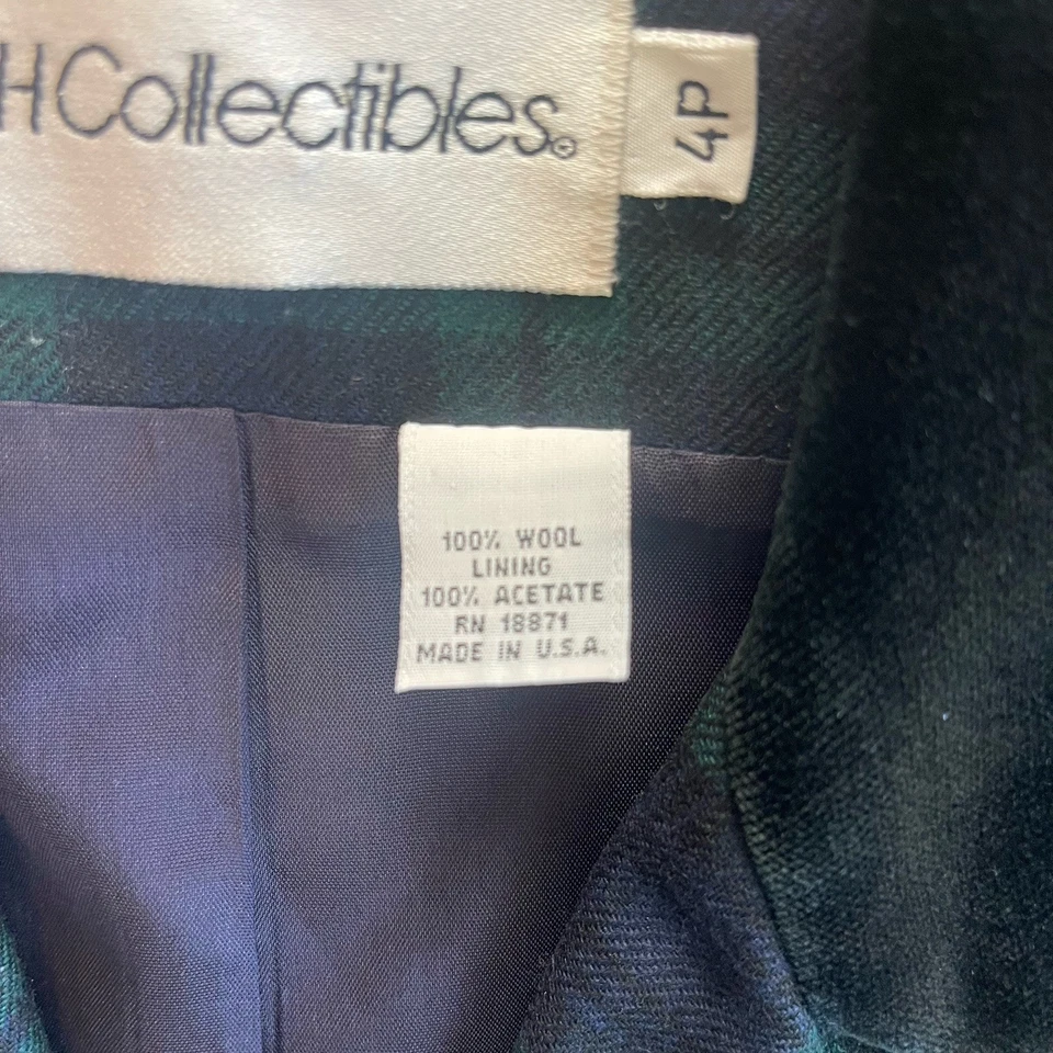 Blazer xadrez vintage 100% lã academia escura professor equestre 4P dinheiro antigo EUA - Imagem 4 de 4