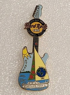 HARD ROCK CAFE CATANIA SICILY STAFF NIGHT GUITAR PIN (MINT)