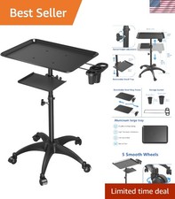 Salon Tray Cart with Storage Platform, Aluminum Tattoo Tray with Wheels Troll...