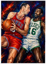 BOB PETTIT * St Louis Hawks * BASKETBALL * Illustrated Art Card * ATC ACEO
