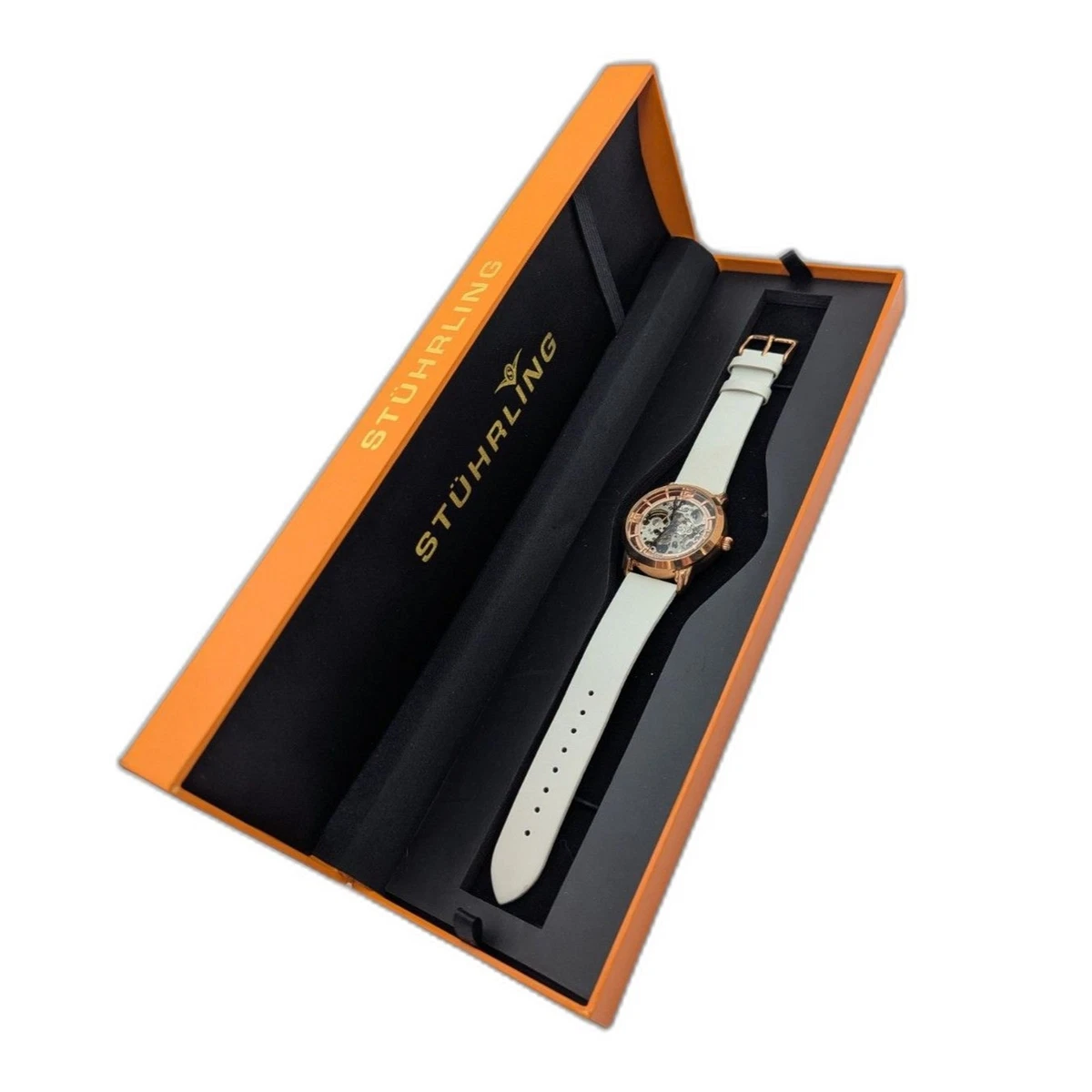 Stuhrling Original Vogue 975 Rose Gold Watch with Brown Leather Strap Memoire 710 Automatic 34mm Fashion | Stührling main image 4