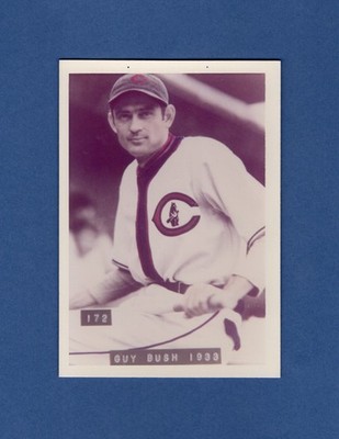 #172 GUY BUSH, 1933 Chicago Cubs~1974 BRA-MAC George Brace colorized card