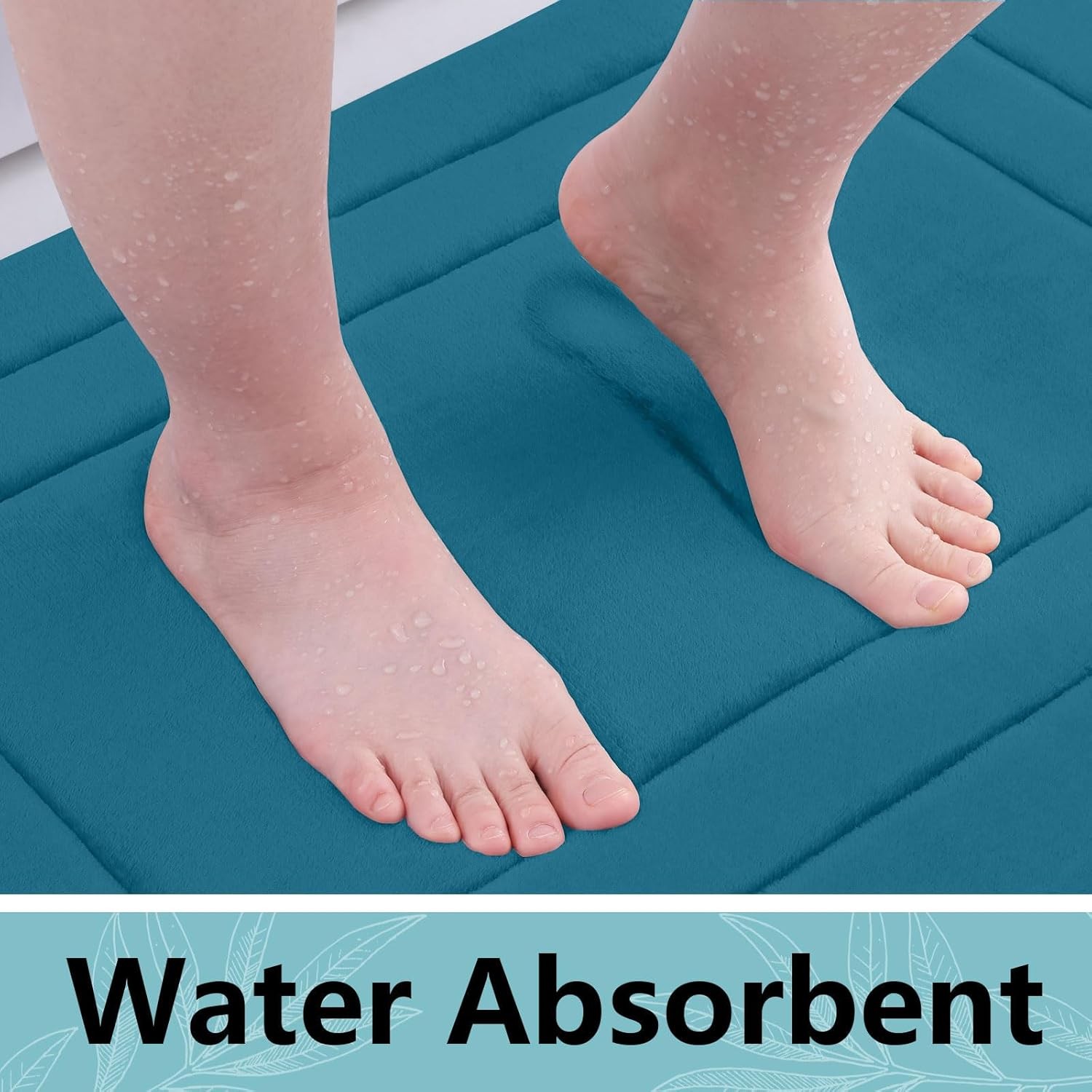 Arotive Memory Foam Bathroom Rug Mat 24x16, Ultra 24" x 16", Peacock Blue 