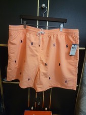 Ralph Lauren Polo Swim Trunks 3xb/3tg Orange Drawstring Mesh Lined NWT