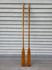 VINTAGE Old Wooden BROWN PATINA Oars Paddles  Measures 79"