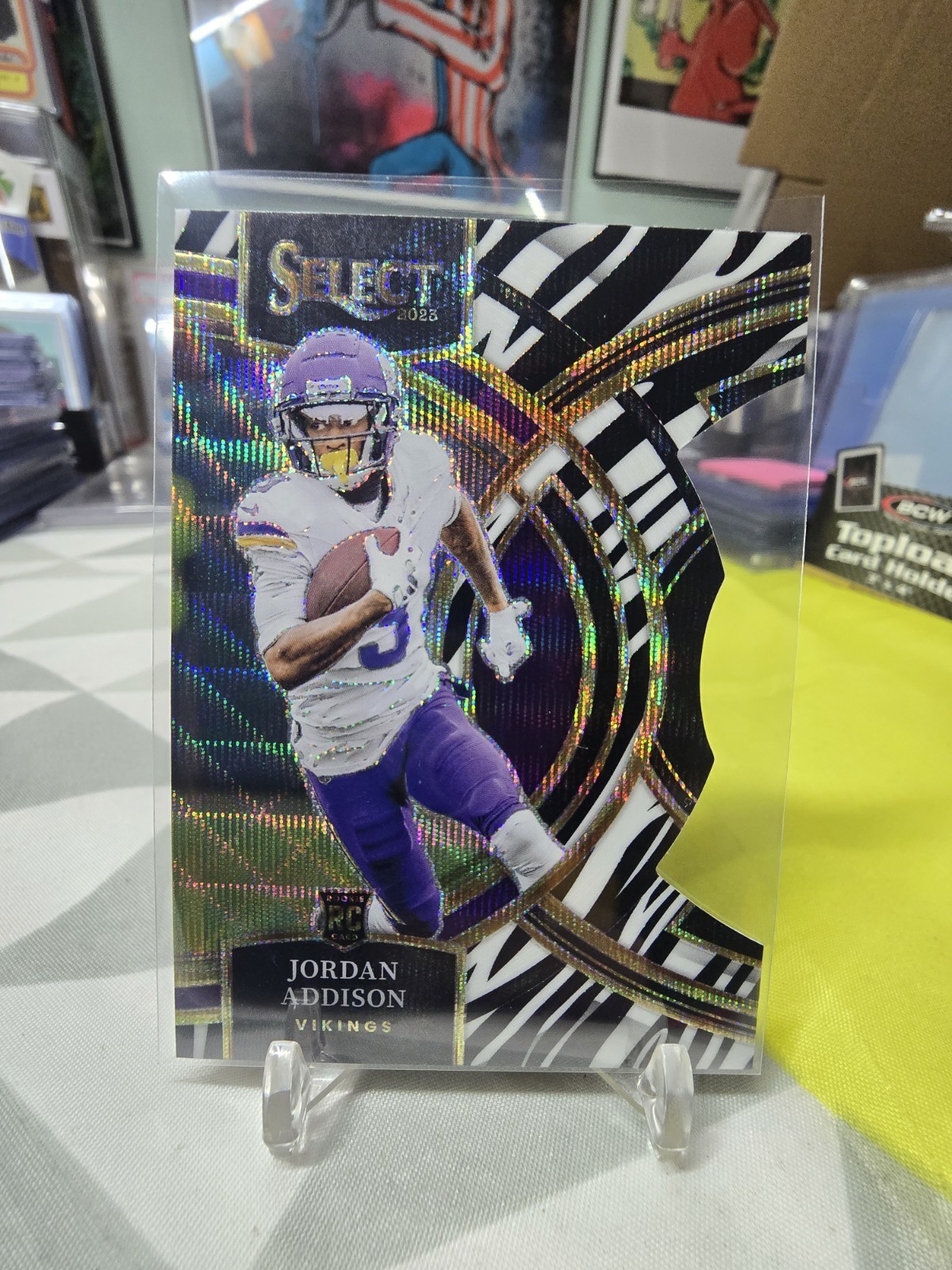 Jordan Addison 2023 Panini Select Zebra Die Cut Prizm Rookie #194 Vikings RC