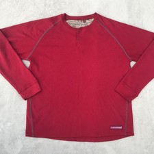 Realtree Men Red Thermal Henley Long Sleeve Waffle Knit Shirt Size XL Outdoors