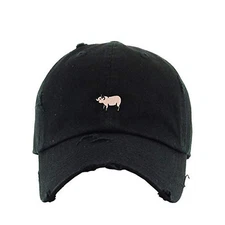 Farm Pig Vintage Baseball Cap Embroidered Cotton Adjustable Distressed Dad Hat