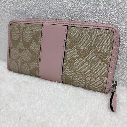 COACH Signature Leather Long Wallet Pink Monogram Bifold CHW0007 NEW W O TAGS - Picture 2 of 2