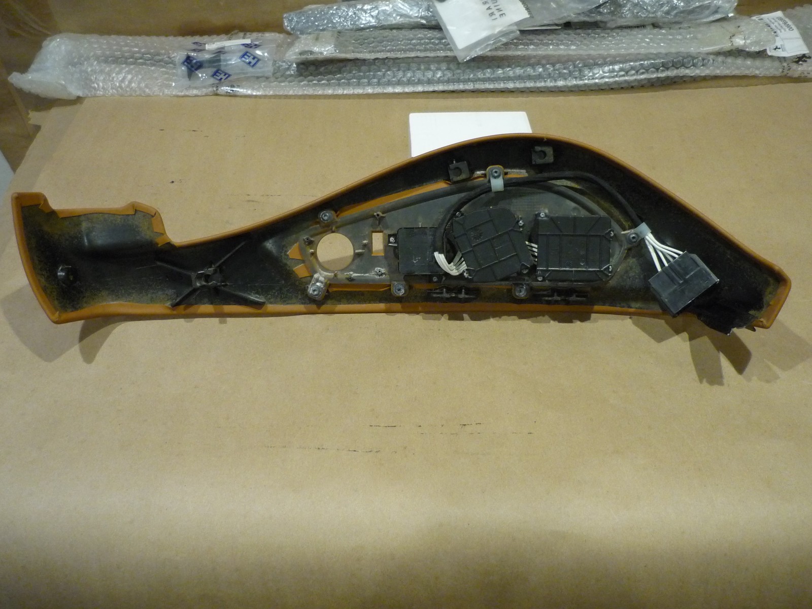 Ferrari California LH Seat Side Trim With Switch Plate -Cuoio Hide -P/N 82405900
