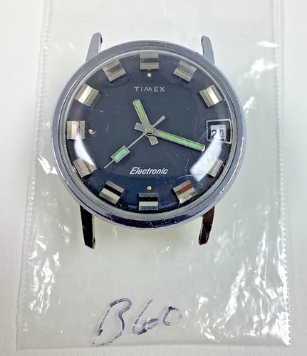 Rare Vintage Timex 6 Jewel Date Black Dial Watch M87 882 Parts Repair READ